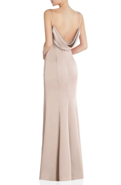 Shop After Six Cowl Back Charmeuse Gown In Cameo