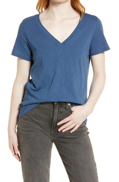 Shop Madewell Whisper Cotton V-neck T-shirt In Blue
