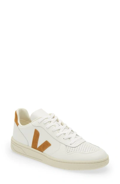 Shop Veja V-10 Low Top Sneaker In Extra White Camel
