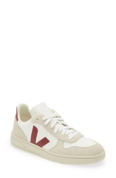 Veja V-10 Sneakers In White Natural Marsala