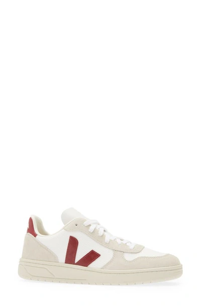 Veja V-10 Sneakers In White Natural Marsala