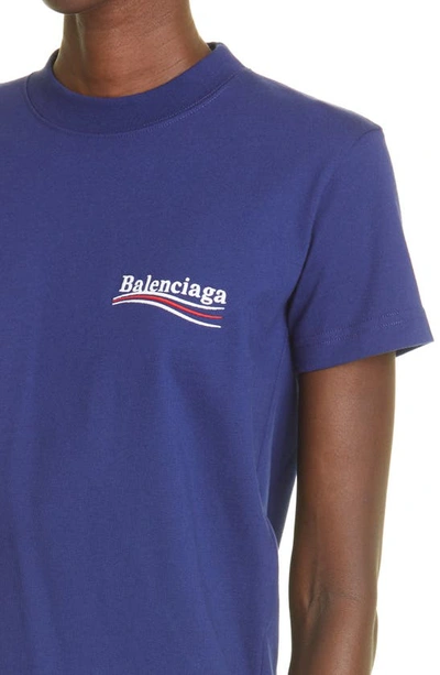 Shop Balenciaga Campaign Logo Graphic Tee In Pacific Blue/ White