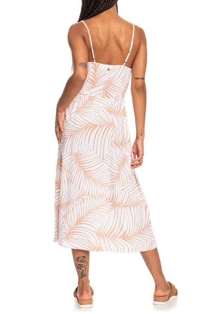 Roxy Land Of Life Leaf Print Midi Dress In Toast Palm Tree Dreams