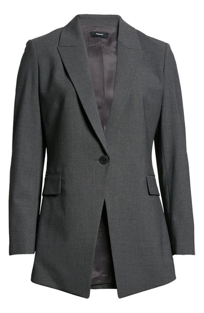 Shop Theory Etiennette B Good Wool Suit Jacket In Charcoal