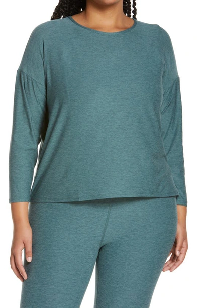 Shop Beyond Yoga Morning Light Pullover In Rainforest Blue Heather