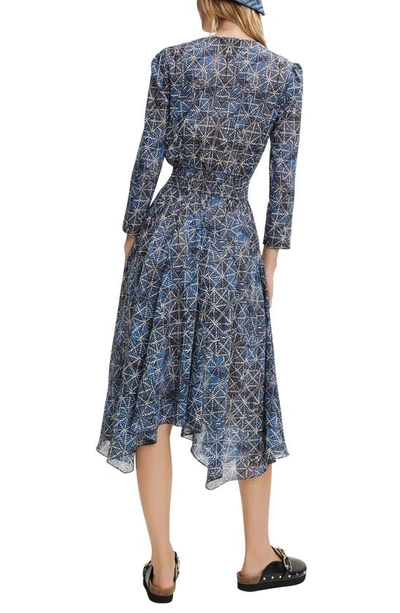 MAJE RAYEMIK PRINT ASYMMETRIC HEM DRESS 