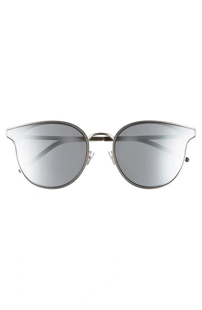 Shop Saint Laurent 64mm Oversize Flat Front Round Sunglasses In Silver/ Silver
