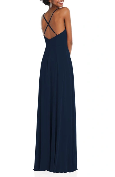 Shop After Six Wrap Bodice Chiffon Gown In Midnight Navy