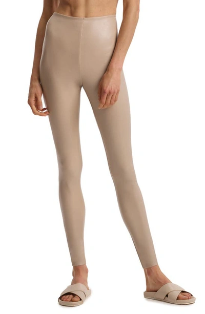 Commando Perfect Control Faux Leather Leggings In Sand