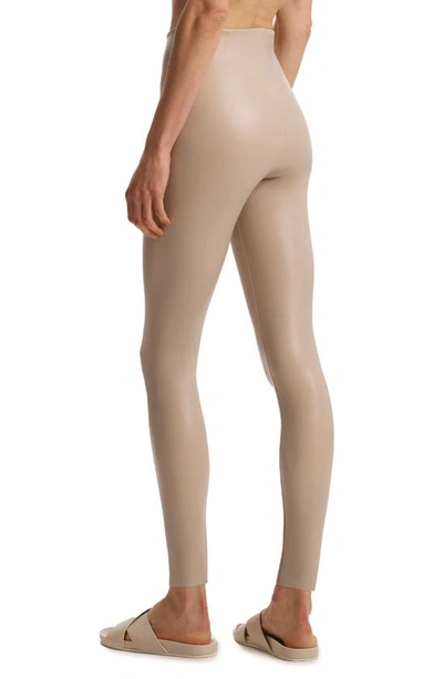 Shop Commando Control Top Faux Leather Leggings In Sand