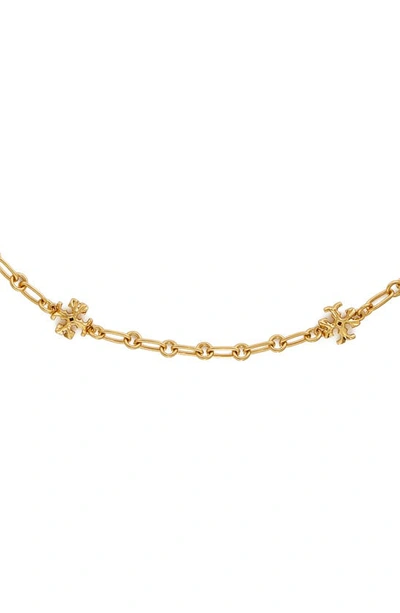 Shop Tory Burch Roxanne Chain Necklace In Rolled Tory Gold