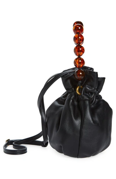 Shop Staud Grace Leather Bucket Bag In Black
