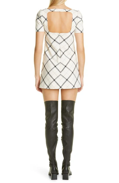 Shop Courrèges Check Cutout Back Twill Sheath Dress In Ivory/ Black/ Biscuit