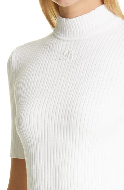 Shop Courrèges Short Sleeve Sweater In White