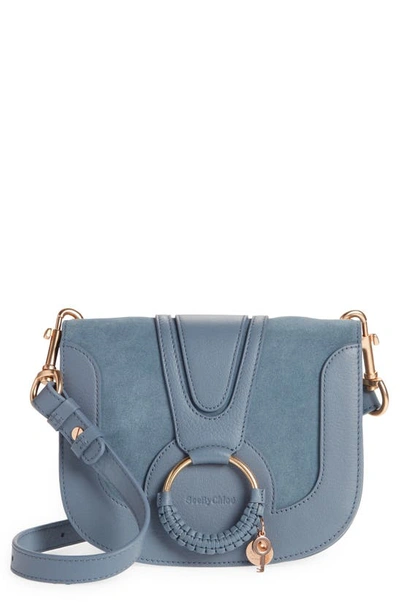 Shop See By Chloé Hana Suede & Leather Shoulder Bag In Stormy Sky