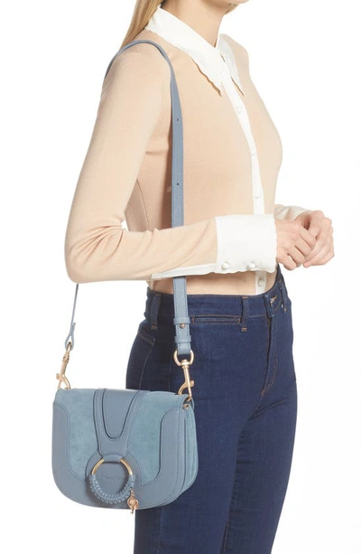 Shop See By Chloé Hana Suede & Leather Shoulder Bag In Stormy Sky