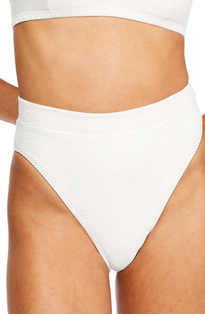Shop Billabong Sea Through Me Tan Lines High Waist Bikini Bottoms In White