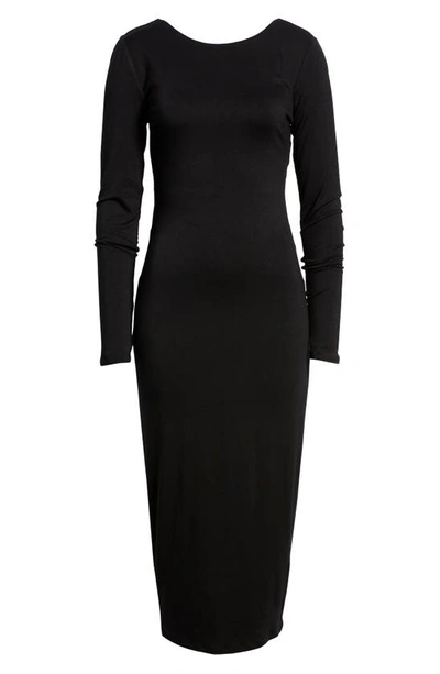 Shop Bebe Cutout Back Long Sleeve Midi Dress In Black