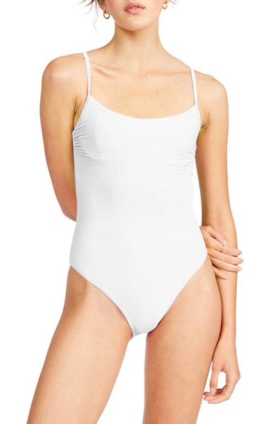 Shop Billabong Sea Through Me Tan Lines High Cut One-piece Swimsuit In White