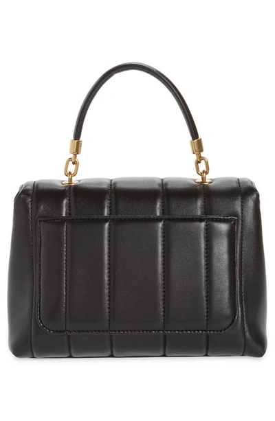 Shop Tory Burch Kira Small Quilted Leather Satchel In Black / Rolled Gold