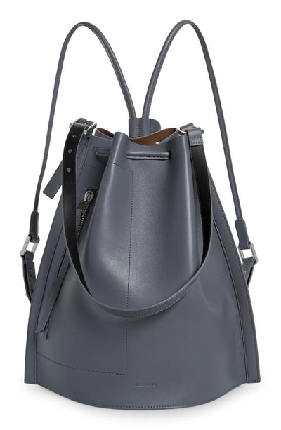 Shop Allsaints Alpha Leather Backpack In Denim Grey