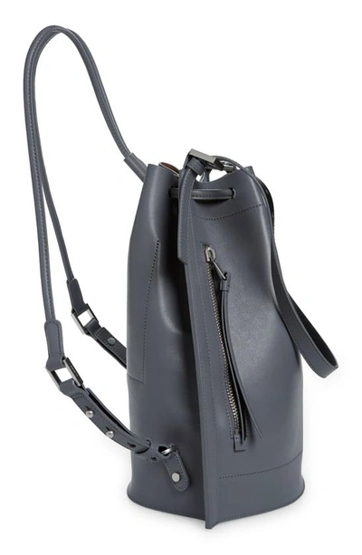 Shop Allsaints Alpha Leather Backpack In Denim Grey
