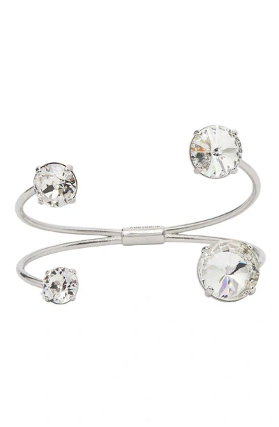Shop Burberry Crystal Cuff Bracelet In Crystal / Palladio