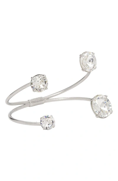 Shop Burberry Crystal Cuff Bracelet In Crystal / Palladio