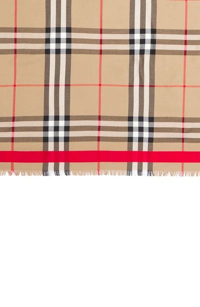 Shop Burberry Vintage Check Silk & Wool Scarf In Archive Beige