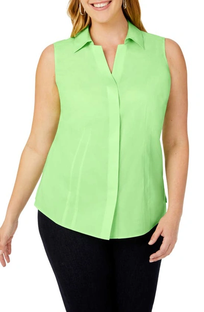 Shop Foxcroft Taylor Sleeveless Button-up Shirt In Sweet Kiwi