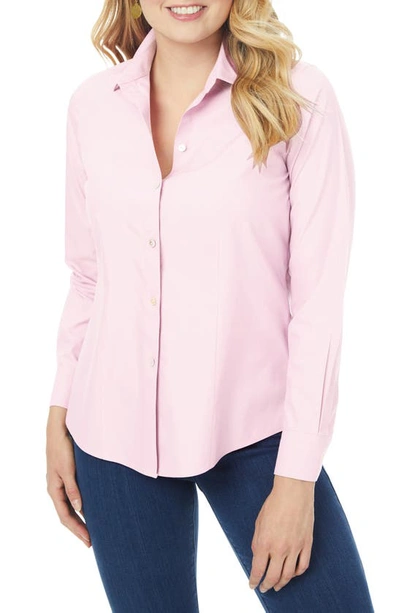 Shop Foxcroft Dianna Button-up Shirt In Chambray Pink