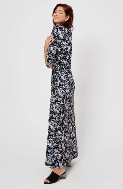 Shop Leota Perfect Maxi Wrap Dress In Bqbk - Bouquet Black
