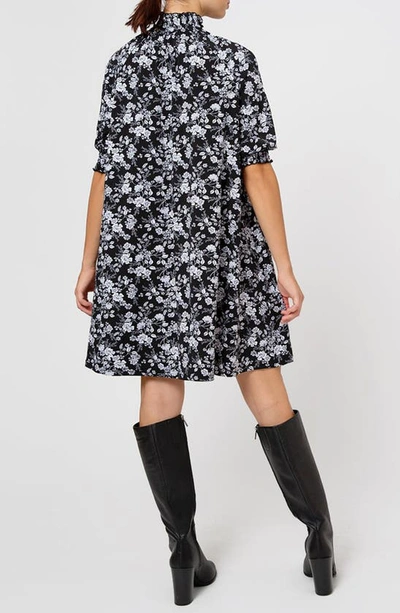 Shop Leota Raelyn Floral Mock Neck Dress In Bouquet Black