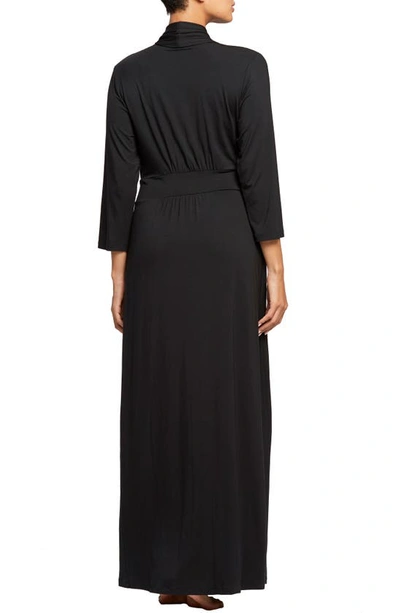 Montelle Intimates Satin Tie Stretch Micromodal Robe In Black