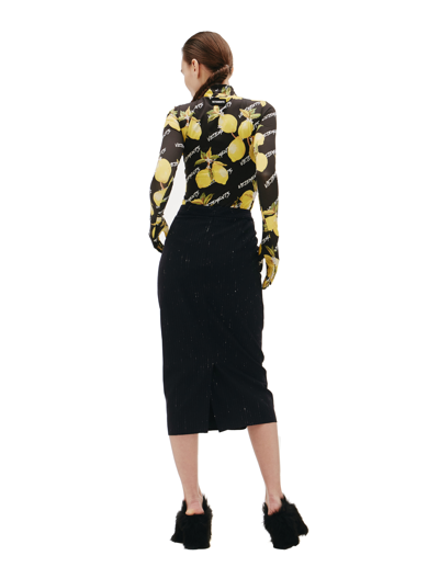 Vetements Skirt With Decorative Buttons In Navy Blue