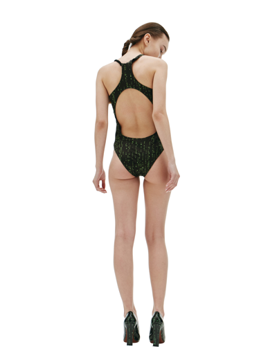 Shop Vetements Code Print Swimsuit In Black