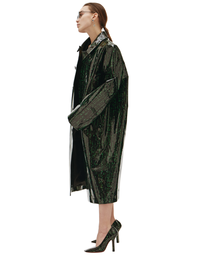 Shop Vetements Matrix-print Leather Coat In Black