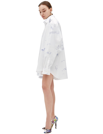 Shop Vetements Scribbled Cotton Shirt In White