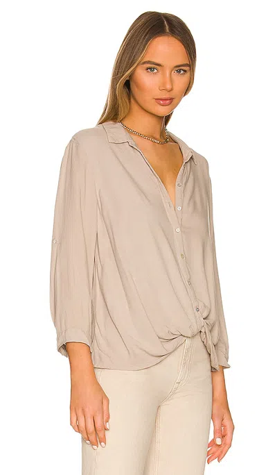 Bobi Button Up Tee In Tan
