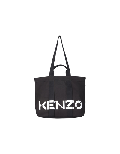 Shop Kenzo Large Tote Bag With Logo In Black