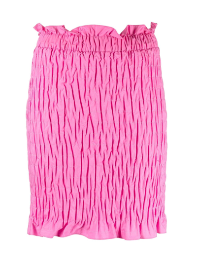 Shop Msgm Shirred-effect Skirt In Pink