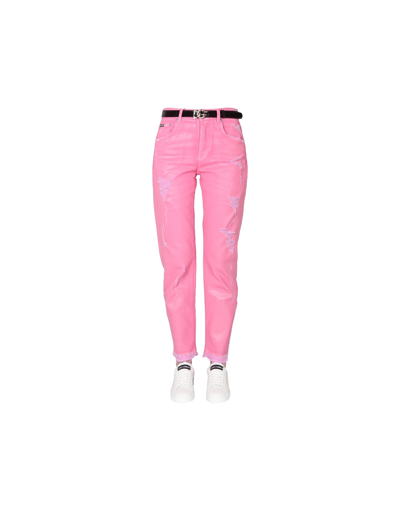 Shop Dolce & Gabbana Loose Fit Jeans In Fuchsia