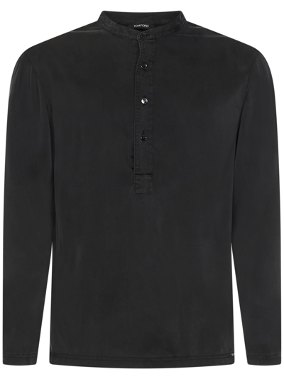 Shop Tom Ford Henley Shirt In Black
