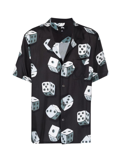 Shop Stussy Dice Pattern Shirt In Blac Black