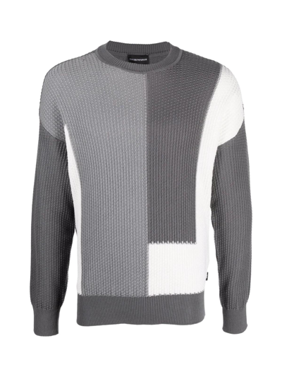 Shop Emporio Armani Sweater In Block Grey