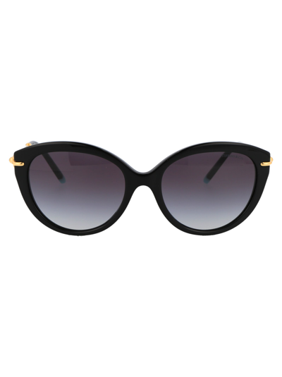 Shop Tiffany &amp; Co. 0tf4187 Sunglasses In 80013c Black Grey Gradient
