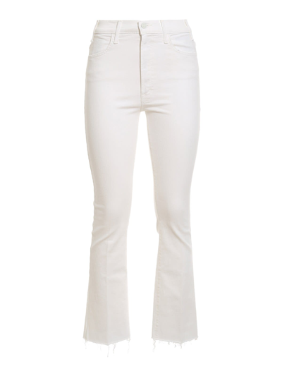 Shop Mother The Hustler Ankle Fray Jeans In White