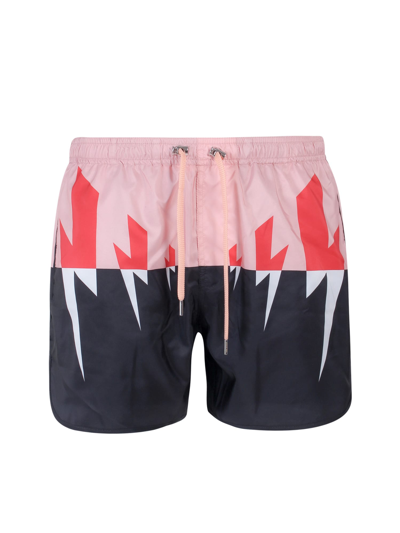 Shop Neil Barrett Swim Trunks In Pink