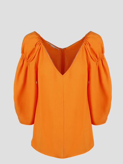 Shop Stella Mccartney Crepe Blouse In Yellow & Orange