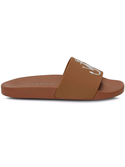 Shop Jw Anderson Brown Leather Sandals In Marrone